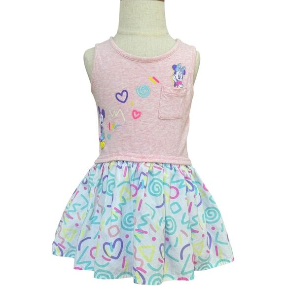 Disney Minnie Girls Sleeveless Retro Style Mickey Minnie Mouse Dress. 18 Months.
